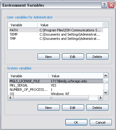 list of new environment variable