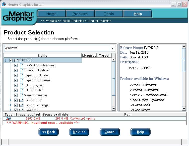 product selection