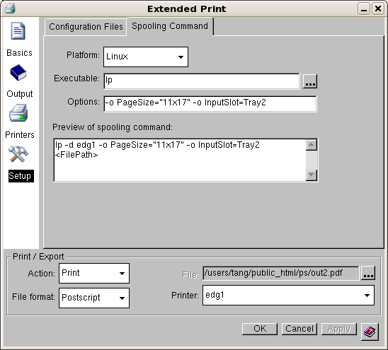 setup spooling command