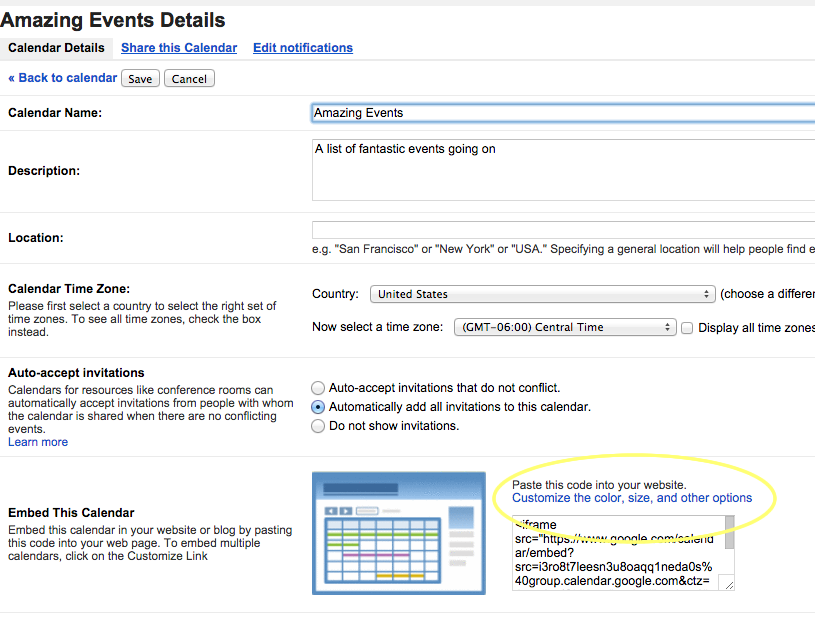 Embed Google Calendar